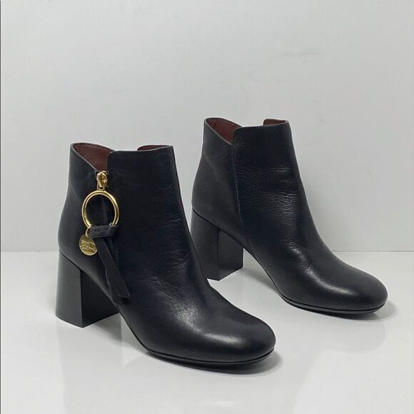 See by Chloé Louise Block-Heel Leather Ankle Boots size 36 - Picture 6 of 14